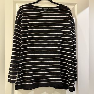 August Silk Black and White Stripe Sweater Medium